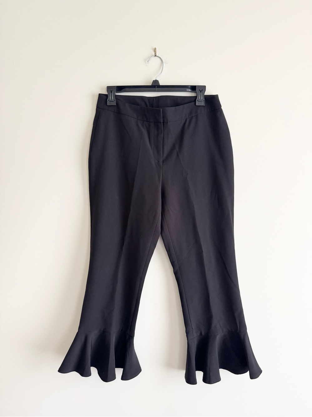 Vintage Cynthia Rowley Ruffle Flare Bottom Pants Black Size 6 career classic - Picture 3 of 7